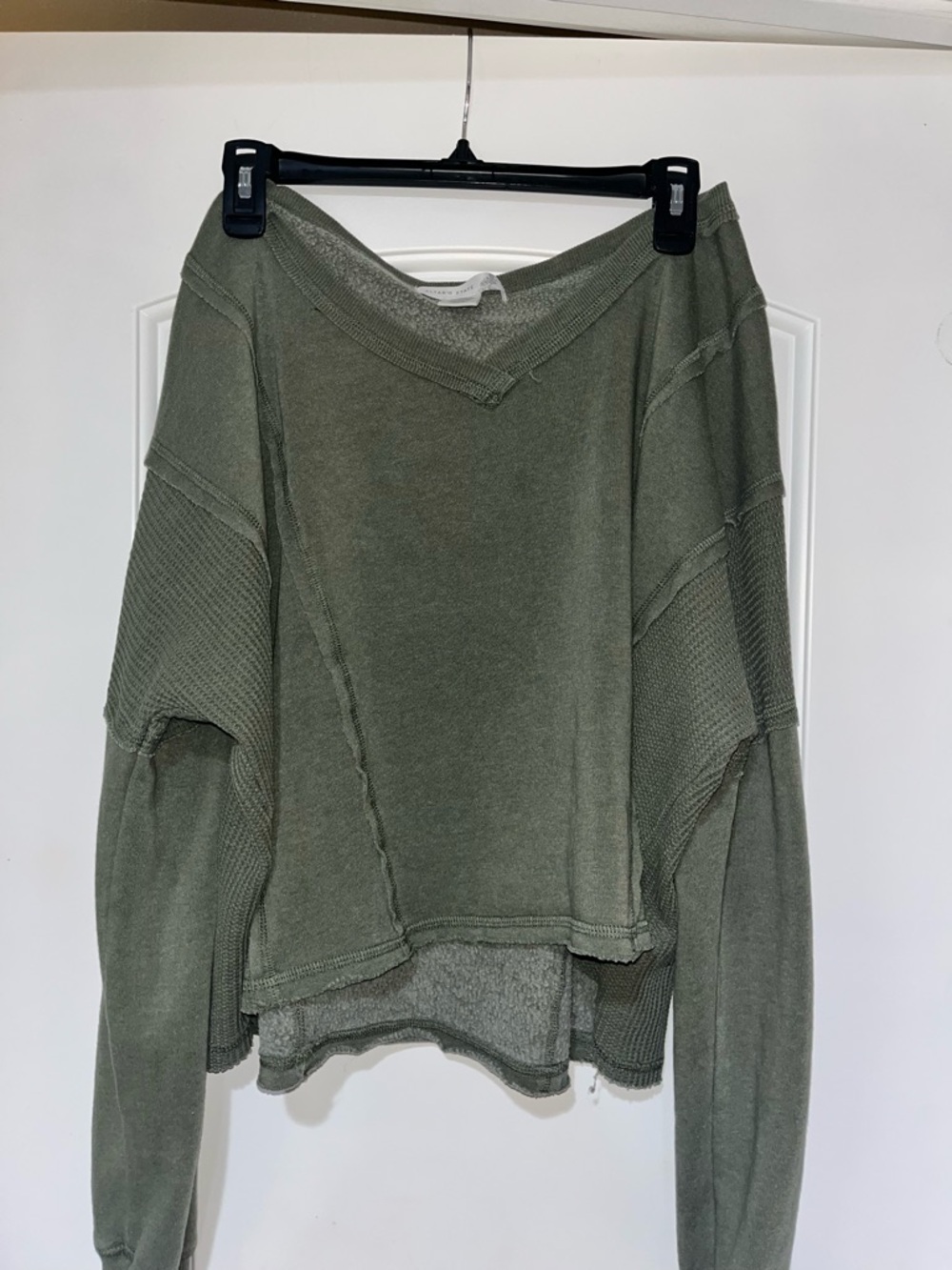 Altar'd State Olive Green V-Neck Layered Sweatshirt